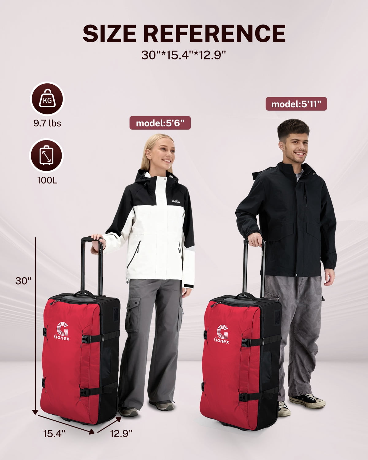 Gonex 30-Inch Large Rolling Duffel Bag with Wheels, Water Repellent Lightweight Wheeled Travel Duffle Luggage with TSA Lock & Telescopic Handle