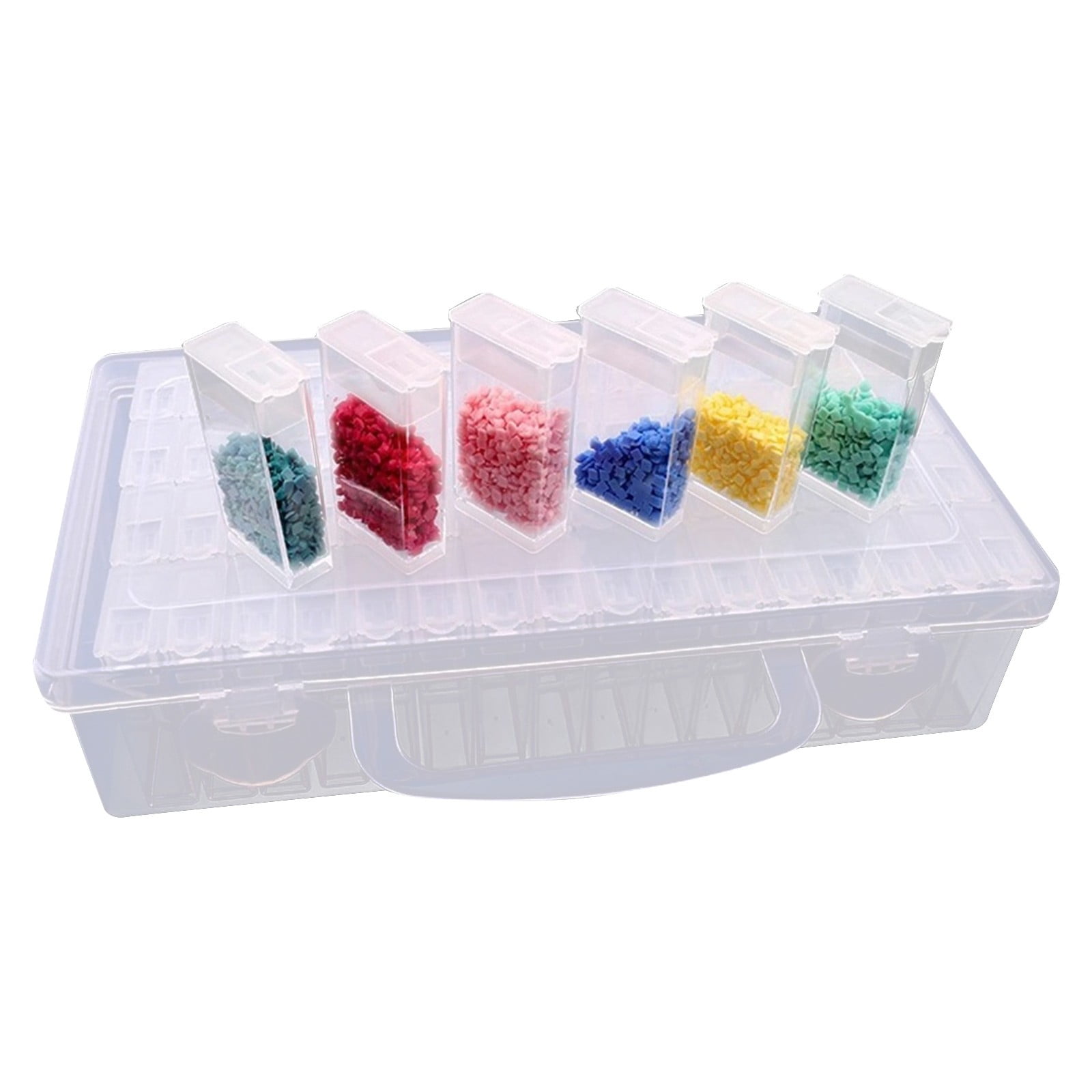 BNNG 5d Diamond Painting Embroidery DIY Tool Accessories Small Transparent Case Square Bottle for Diamond Drill Storage, Removable Clear Plastic Painting Drill Organizer with Snap Shut Lid