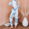 thumbnail image 6 of Cozyfort Pajamas for Women Set Summer Womens Summer Loungewear: Tie-Dye Print, Long-Sleeve, Two-Piece Pajama Set Womens Pajama Sets, 6 of 6