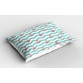 thumbnail image 2 of Ambesonne Marine Pillow Sham 2 Pack, Pattern Anchor Stripe, 26"x20", Turquoise Red, 2 of 3