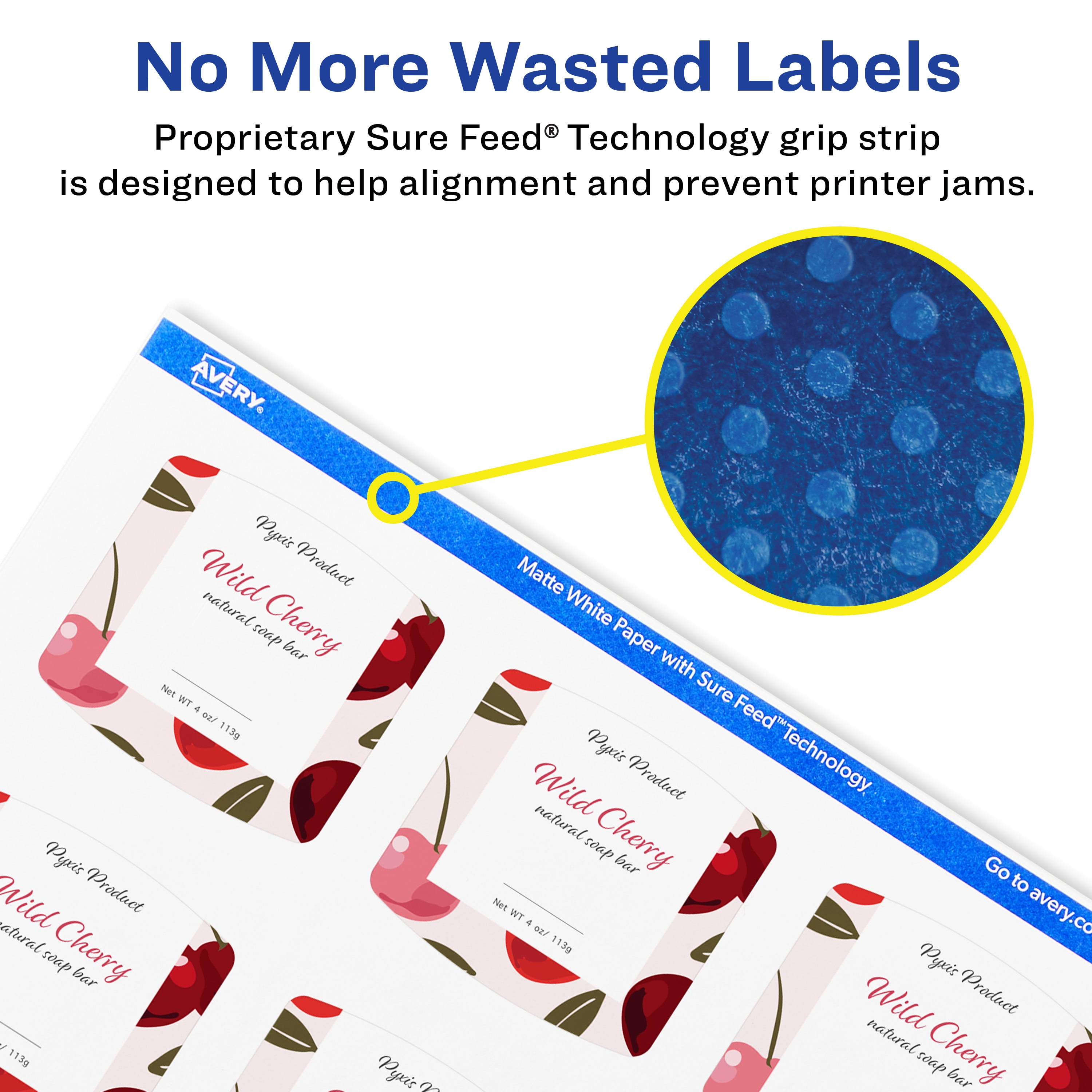 Avery Matte White Arched Square Labels, 2" x 2-3/16", 600 Total