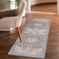 thumbnail image 4 of GLN Rugs Sinop - Indoor, Machine Washable Area Rug 2'6"x7' Brown/Blue Home Carpet, 4 of 7