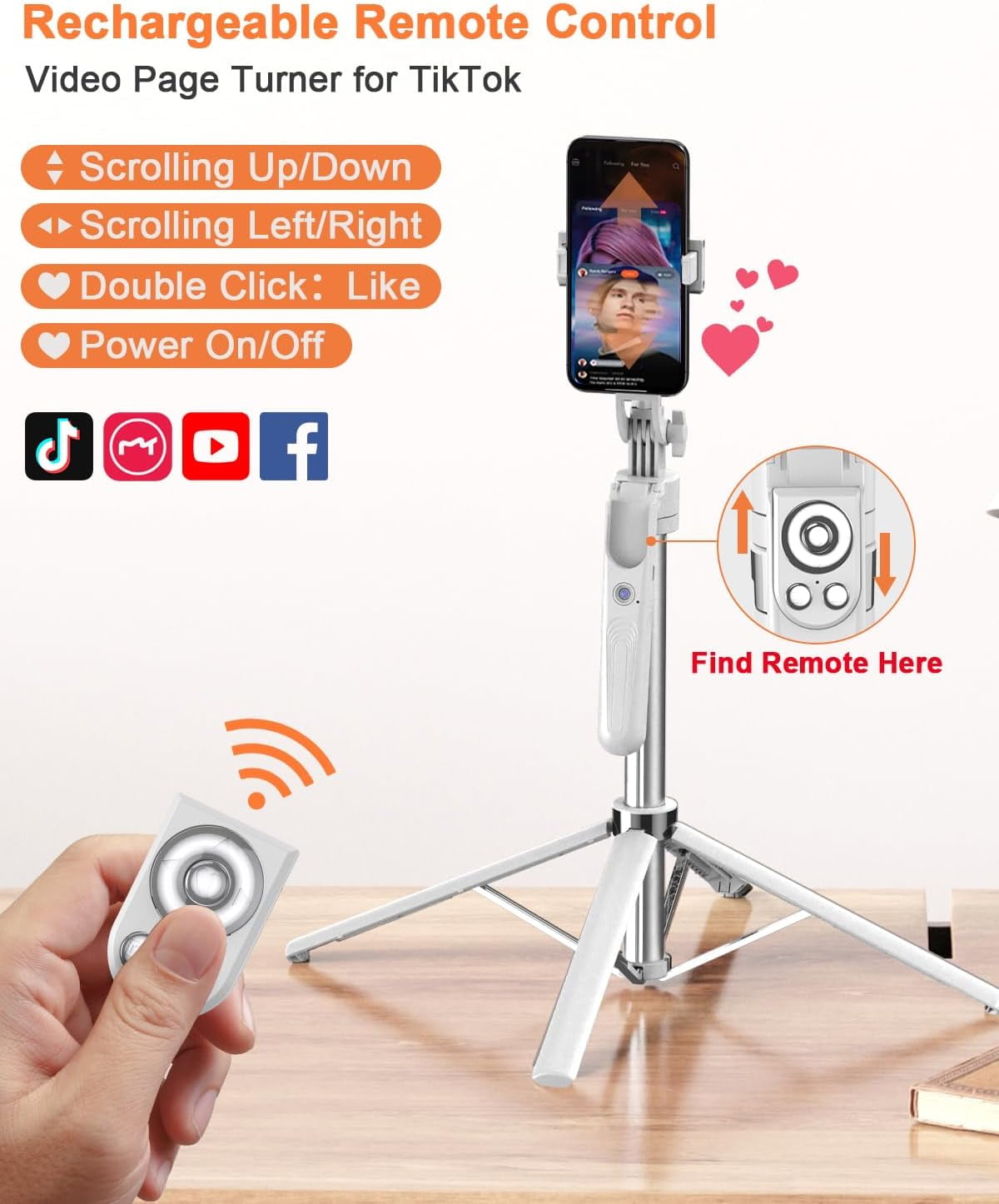 Ahot 71” Auto Face Tracking Tripod for iPhone with Light,360° Rotating Phone Stand with Rechargeable Remote Control for TikTok Vlog, Phone Tripod for Android Camera/GoPro/Ring Light (White)