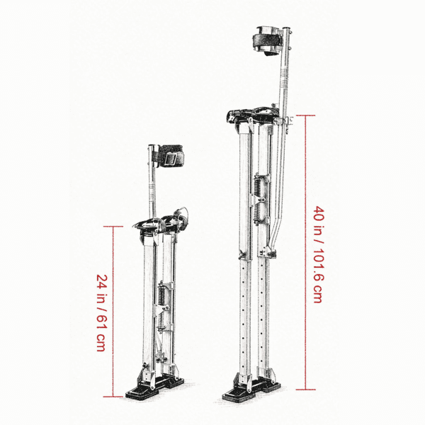 24"-40" Adjustable Drywall Stilts with Protective Knee Pads, Durable Non-slip Work Platform for Painting, Taping & Walking, Silver