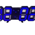 thumbnail image 5 of Reloj de pared LED 3D minimalista con alarma para el hogar, la sala de estar y la oficina, con fuente negra y letras azules., 5 of 5