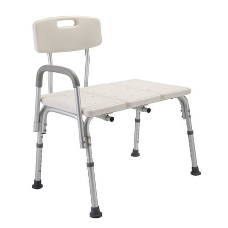 Transfer Shower - Jaxpety White Medical Shower Chair 10 Height Adjustable Bath Tub Transfer Seat Benches w/ Back and Armrest