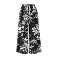 thumbnail image 7 of Atogsazn Womens Summer Floral Print Capris Casual Wide Leg Elastic Waist Cropped Pants Drawstring with Pocket Beach Black S Fashion, 7 of 7