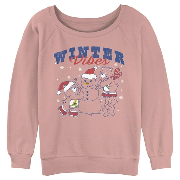 Junior's Care Bears Winter Vibes  Sweatshirt Desert Pink Small
