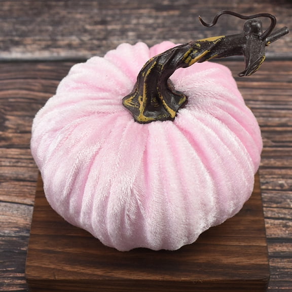 YOHAVEN Velvet Pumpkin Decorations 7.9" Soft Stuffed Pumpkins Fall Home Decor Plush Pumpkin Ornaments Thanksgiving Halloween Party Table Centerpieces Autumn Wedding Holiday Decor