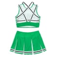 thumbnail image 7 of Sxiwei Womens Cheerleading Costume Dress Crop Top with Mini Pleated Skirt Cheer Leader Outfits Green XXL, 7 of 7