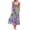 Pink, variant on Women's Floral Allover Print Tie Shoulder Smocked Midi Dress Vacation Lightweight A Line Hem Sleeveless 100% Polyester
