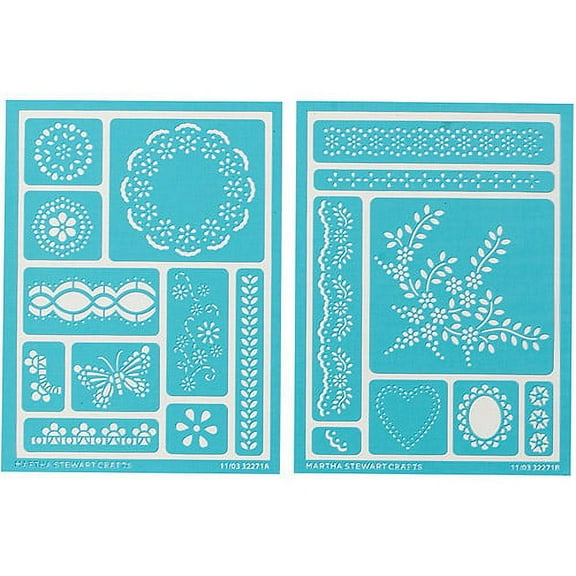 Martha Stewart Adhesive Stencils 2/Pkg-Fair Isle Dots 5.75"X7.75" 18 Designs