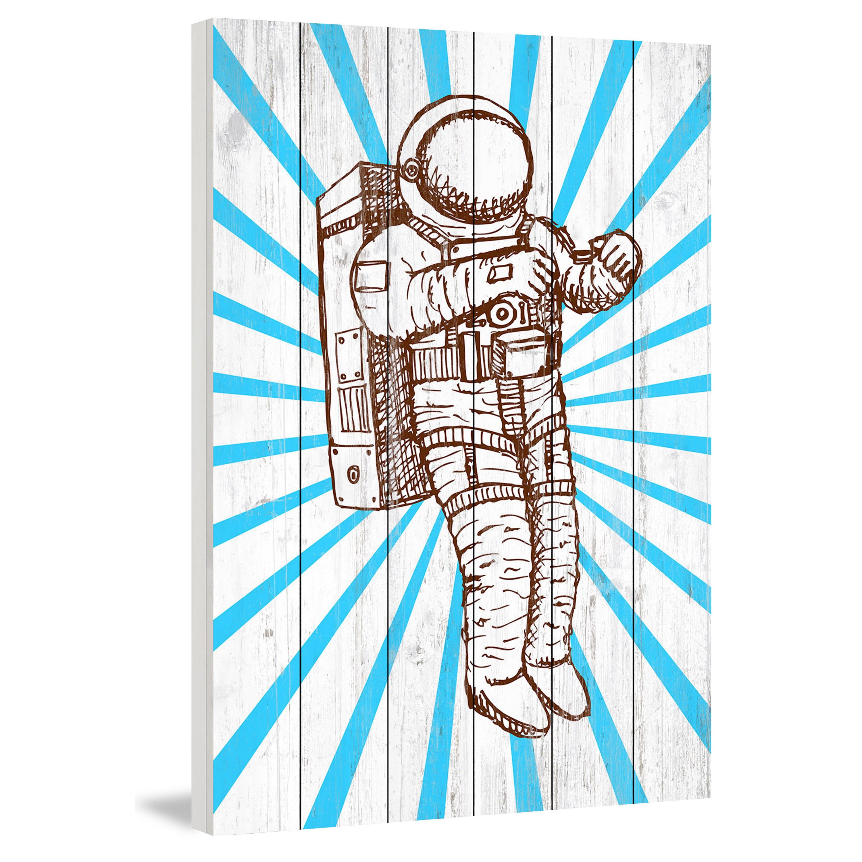 MARMONT HILL  - 'Space Suit' Painting Print on White Wood - Multi-Color 16 x 24