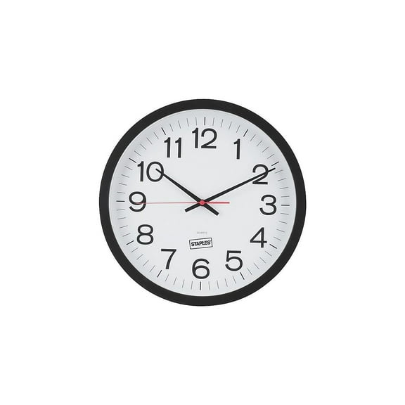 Staples Wall Clock Plastic 14" Dia. (18380) 812295