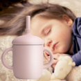 thumbnail image 3 of Taza de entrenamiento de silicona para bebés con 2 asas, taza con pajita Taza de agua de silicona para bebés Taza de aprendizaje Resistente a caídas Taza para niños de alta temperatura resistente, 3 of 5