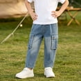 thumbnail image 6 of Bovxnpu Unisex Boys Jeans Denim Pnats Loose Cargo Jeans for Kids Casual Trousers, 6 of 7