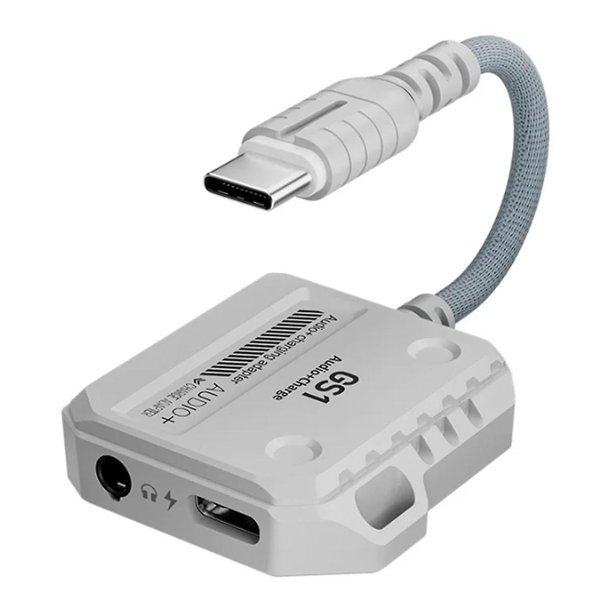 Convertidor de auriculares 2 en 1 Gs1 Interfaz tipo C Admite carga rápida de 60 W para teléfonos móviles y T