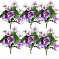 6PCS Artificial Flowers Artificial Pansy Bushes Faux Plastic Flower Fake Plants Indoor Outdoor Home Garden Decoration (Pink)