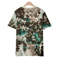 thumbnail image 5 of Elainilye Fashion Summer Tops for Women Summer Slim Tie-Dye Round Neck Short Sleeve T-Shirt Tee,Brown, 5 of 6