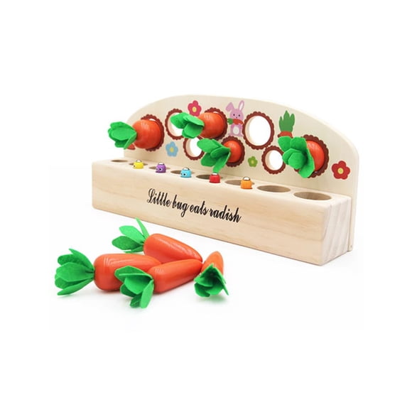 Juguetes Educativos De Madera Juego De Cosecha De Zanahorias Rompecabezas De Lucha Contra Gusanos Para Niños Pequeños Y Bebés Yuarrent FN003466-02