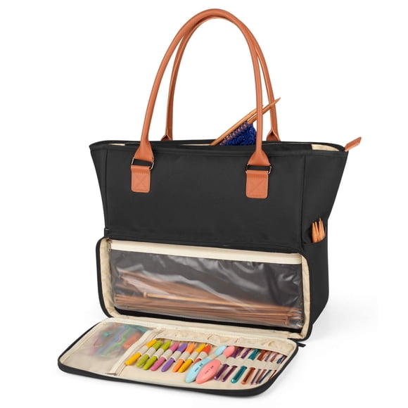 Bolsa para tejer Yarwo, organizador de hilo, 38 x 21 x 32 cm