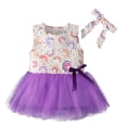 thumbnail image 2 of ATOGUTA Toddler Girl Dress Summer Savings Sleeveless Floral Vest Flower Print Bow Lace Mesh Dress Purple, Sizes 18M-4T, 2 of 5