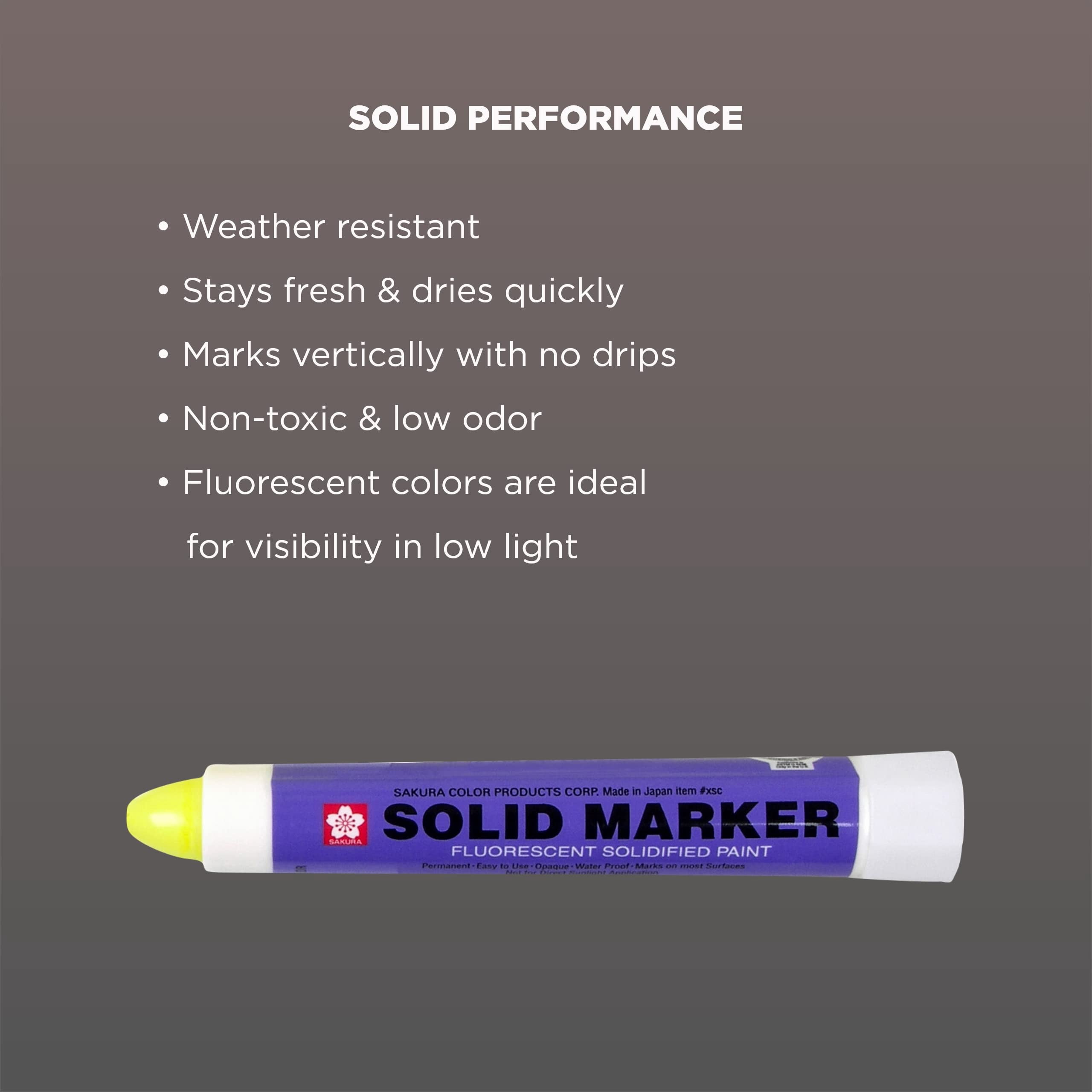 Sakura Solid Paint Markers - Permanent Marker Paint Pens - Window, Wood, & Glass Marker - Fluorescent Yellow Paint - 12 Pack