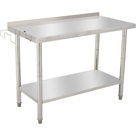 Zzistar Mesa de Acero Inoxidable NSF para Preparación y Trabajo, 48" x 24" con Estante Ajustable, Mesa Comercial de Alta Resistencia para Restaurante, Hogar y Hotel