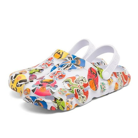 

Fashion Colorful Graffiti Print Men Rubber Clogs Slip On Beach Sandals Men Shoes Casual Outdoor Indoor Slides Men Light Slippers