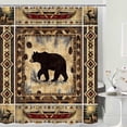 thumbnail image 2 of Rustic Bear Shower Curtain for Bathroom, Geometric Cabin Lodge Woodland Moose Bear Patchwork Woven Bath Curtains, Funny Deer Wildlife Country Hunting Camping Bathtub Accessories Set with Hooks 70X70IN, 2 of 3