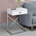 thumbnail image 2 of Bowery Hill 1-Drawer Modern Metal End Table in Glossy White/Chrome, 2 of 5
