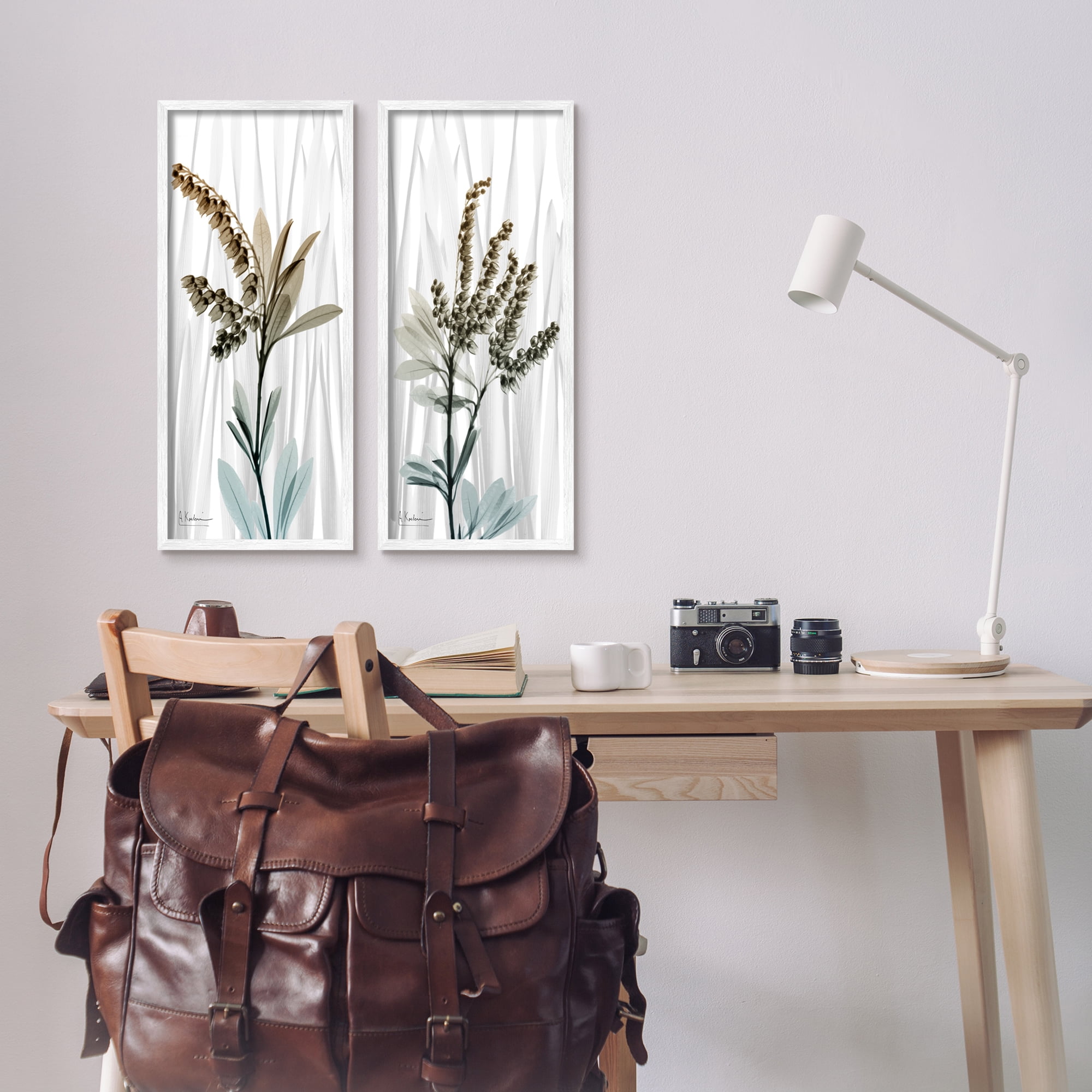 Stupell Industries Modern Snowdrops Flowers Botanical & Floral Painting White Framed Art Print Wall Art, 10 x 24, Set of 2