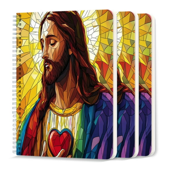 Spiral Journal Notebook,50 Sheets A5 College Ruled Notebook/Journal 3 Pcs for School Office Home - Sacred Heart of Jesus Christ