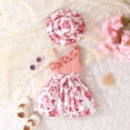 thumbnail image 6 of Gelikeya 0-3T Toddler Girls Summer Floral Dresses with Sun Hat One-Shoulder Ruffle Sleeveless Dress Cute Clothes Z01 Red, 6-9 Months, 6 of 8