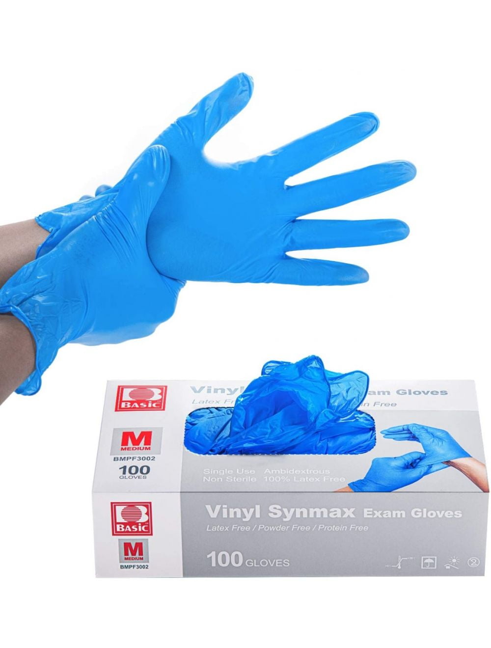 Disposable Blue Latex Vinyl Single Use Ambidextrous Gloves Powder Free 10 pairs 