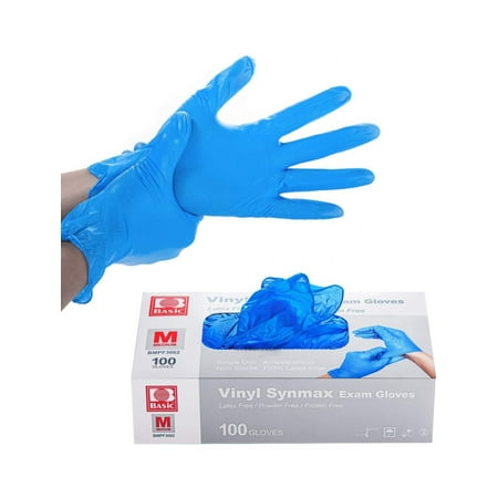 Synmax Basic Vinyl Exam Gloves  Blue  Large  Box of 100