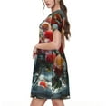 thumbnail image 2 of Naloa Vibrant Bouquet Waterfall Print Womens Summer A-Line Dress with Pockets,Short Sleeve Dresses,Flowy Beach Swing Dress for Vacation Travel, 2 of 6