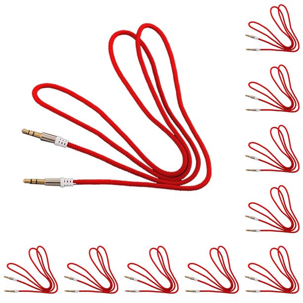 Sidaley 3,5 mm a cable de audio del coche cable auricular altavoz cable auxiliar pieza de repuesto reproducción de música para teléfono Rojo 10piezas