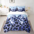 thumbnail image 2 of Feelyou Leopard Cheetah Print Comforter Set 7pcs, Princess Blue Bowknot Queen Bedding Sets, 2 of 8