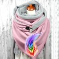 thumbnail image 2 of Women Color Feather Print Cotton Winter Warm Button Up Scarf, 2 of 3