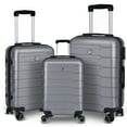 thumbnail image 1 of 3 Piece Hardside Luggage Sets, 20/24/28inch Lightweight Hard Shell Suitcase with Spinner Wheels and TSA Lock, Carry-on luggage Sets, Silver+Grey, 1 of 7