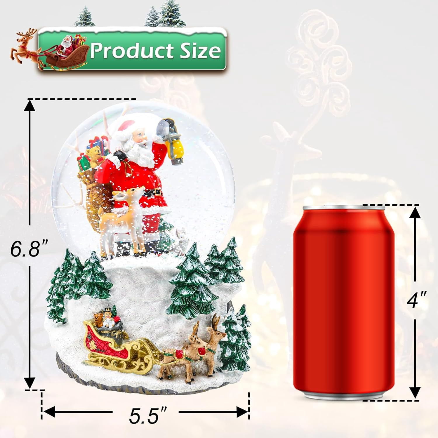 Christmas Snow Globes Gingerbread Man Village House in Cup Christmas Snow Globe with 8 Songs Color Changing Battery Operated Musical Box for Christmas Home Party Décor