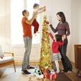 thumbnail image 6 of Pop Up Christmas Tinsel Tree with Lights - Collapsible Colorful Sequin Artificial Christmas Pencil Trees Decorations for Home Apartment Party Indoor Outdoor (5 Foot - Colorful Gold), 6 of 8