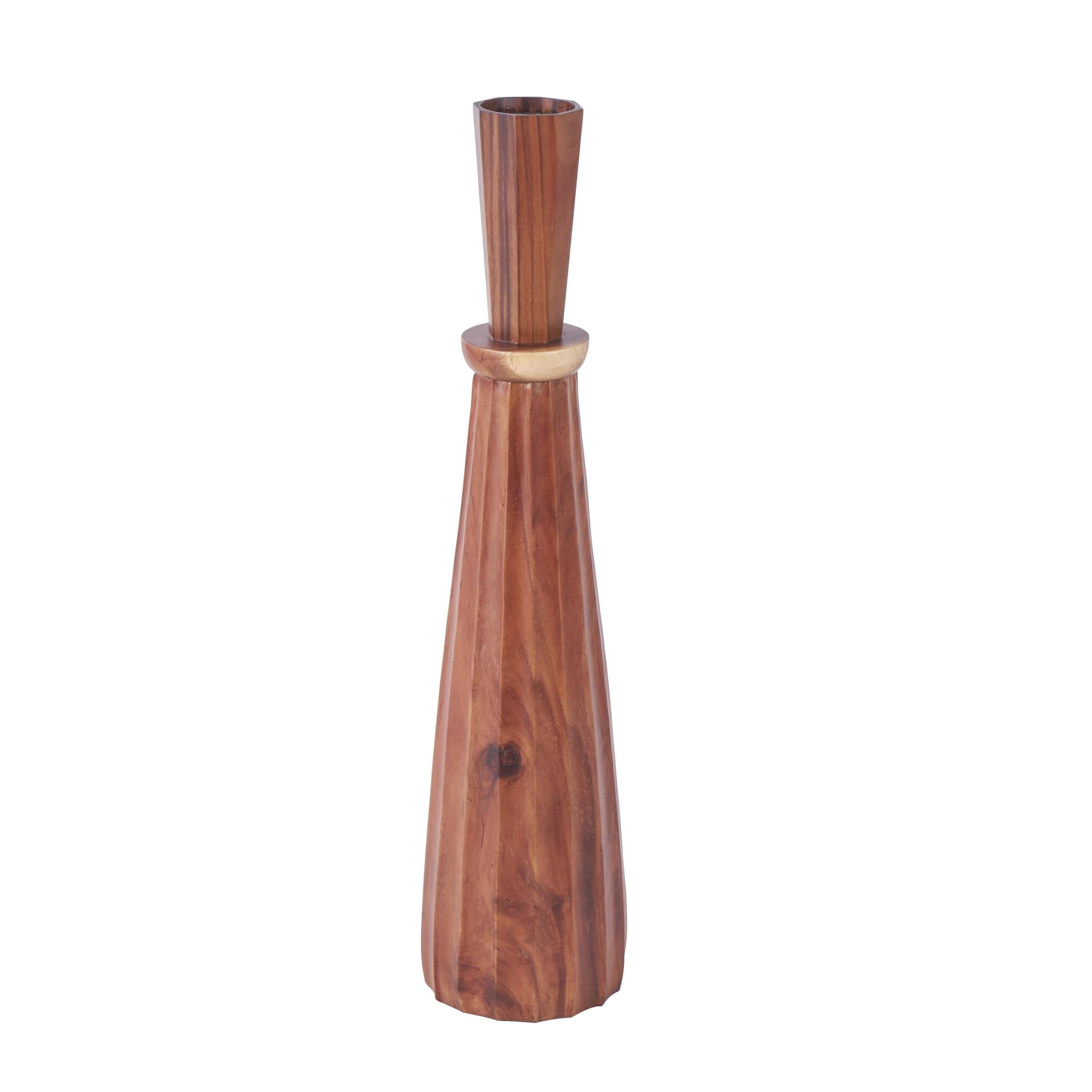 DecMode 35" Handmade Hand Turned Brown Wood Vase