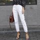 thumbnail image 1 of 2023 primavera mujer Jeans moda sólida ropa de calle algodón cintura elástica estiramiento casual con bolsillos nuevos pantalones vaqueros, 1 of 4