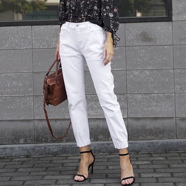 2023 primavera mujer Jeans moda sólida ropa de calle algodón cintura elástica estiramiento casual con bolsillos nuevos pantalones vaqueros