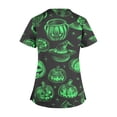 thumbnail image 2 of Tops Cortos para las Mujeres, Halloween Impreso en Cuello en V con Bolsillo, Moda Casual Manga Corta, 2 of 5