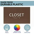 thumbnail image 3 of ADA CENTRAL SIGNS - 6" X4" Closet Sign - ADA Compliant Tactile Graphics Grade 2 Braille Text Wall Sign| Walk-in, Reach-in, Wardrobe, Linen, Pantry, Utility Closet Sign for Offices, and Apartments, 3 of 7