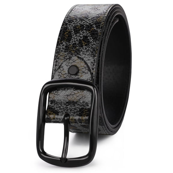 AZoiNM Leopard Print PU Belt for Men, Adjustable Cuttable Fashion Belt with Zinc Alloy Buckle, Ideal for Jeans, Casual Pants, Work & Everyday Wear