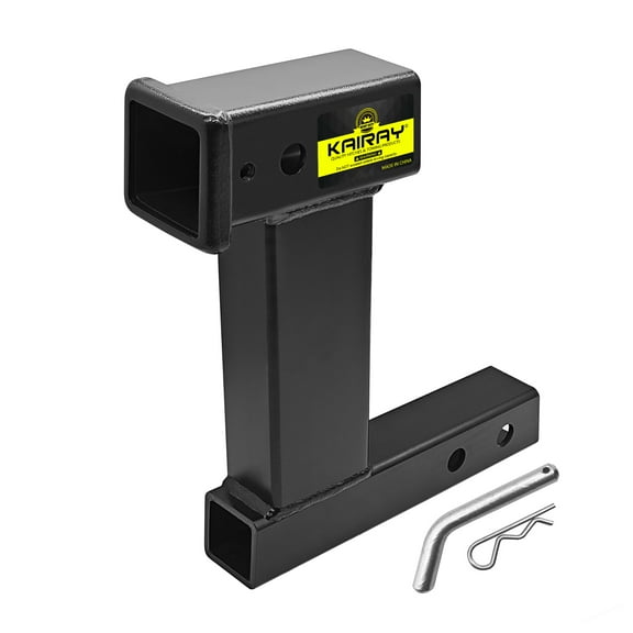 Trailer Receiver Hitch Riser Extender Adapter 10" Drop/Riser, 7" and 9" Extension Length, 2" Shank, 7500lbs Towing Capacity, Matte Black